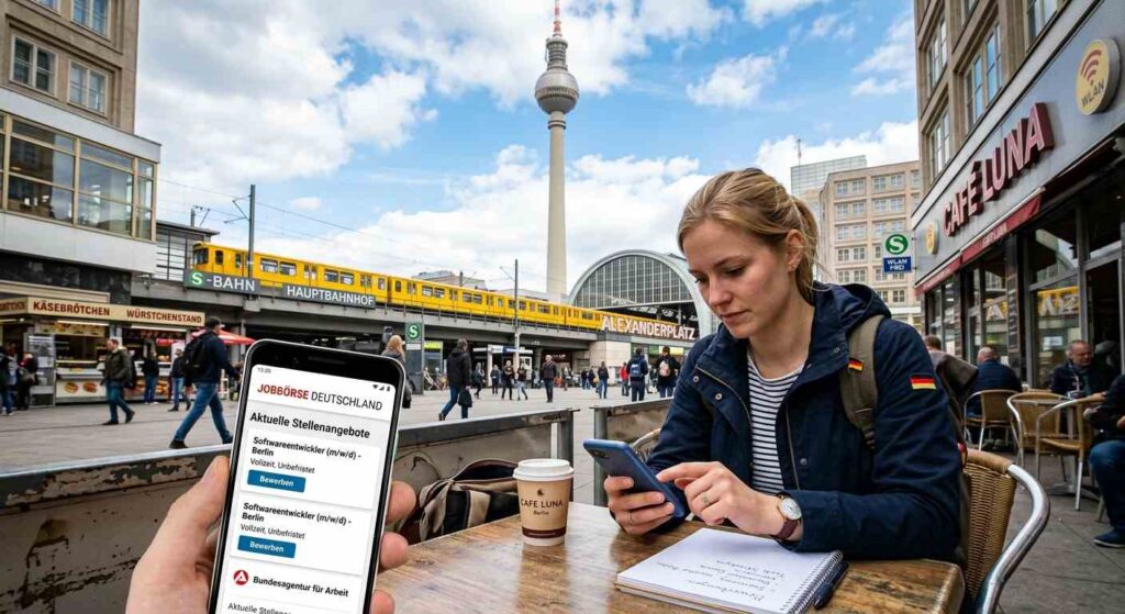 Person in Deutschland arbeitet am Laptop und sucht nach Nebenjobs und zusätzlichem Einkommen